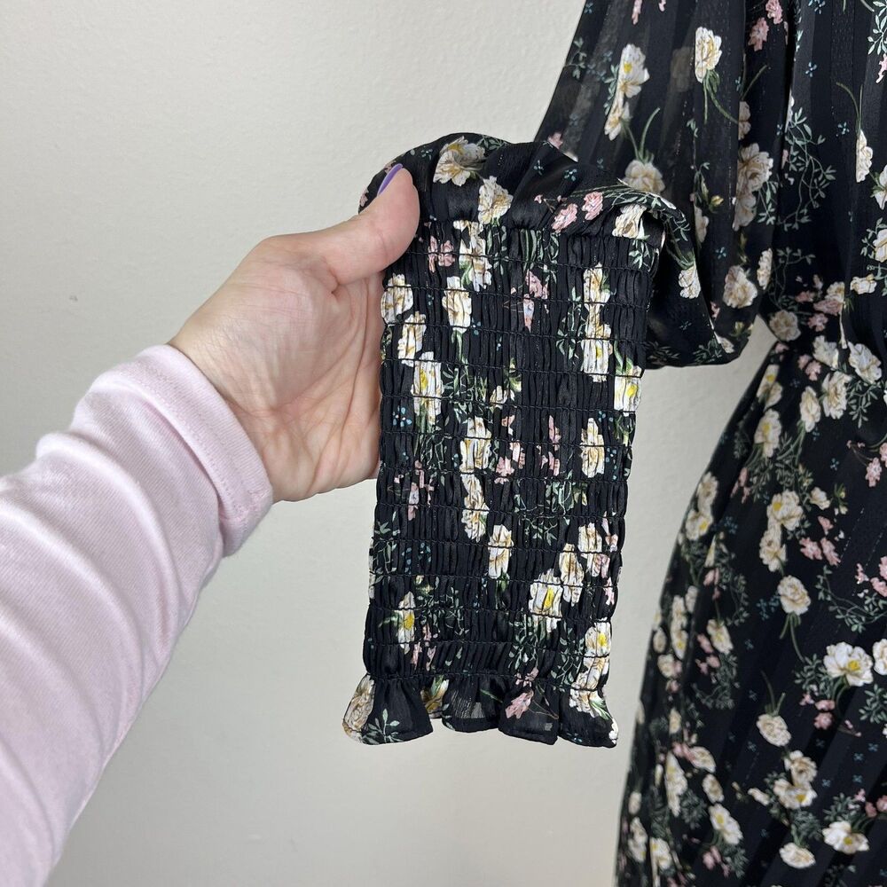 SUGAR LIPS Dress Womens Small Black Dark Floral Asymmetric Boho Party Wedding - Picture 4 of 10
